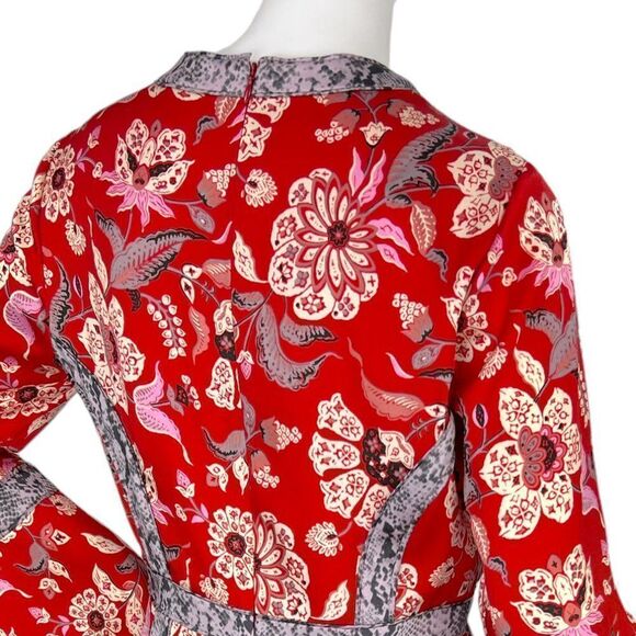 Cinq a Sept Smyth Venetian Red Floral High Slit Midi Dress Size 6 New with Tags - Picture 7 of 13